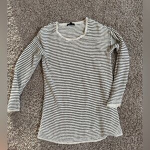 Ellos Cream and Black Striped Knit Sweater